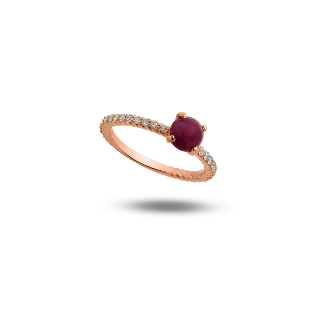 Cabachon Ruby and Diamond Ring