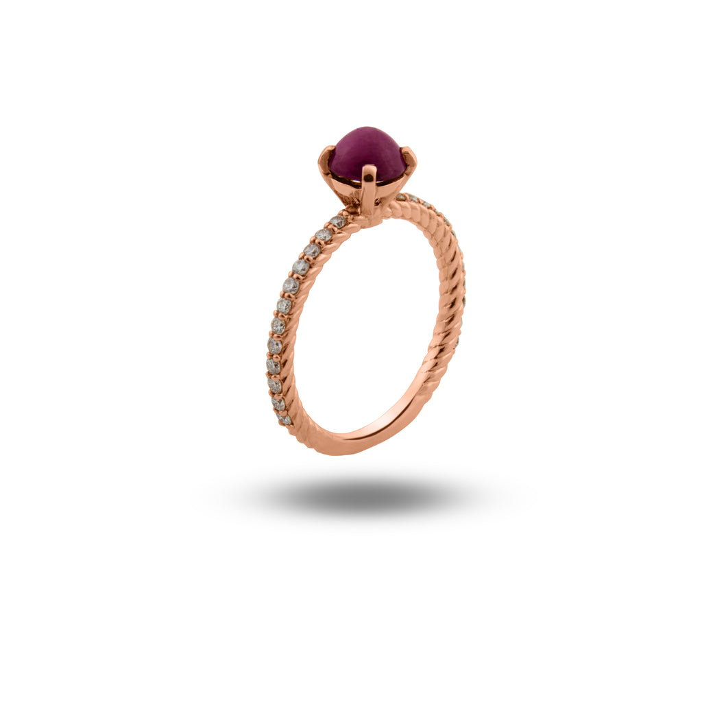 Cabachon Ruby and Diamond Ring