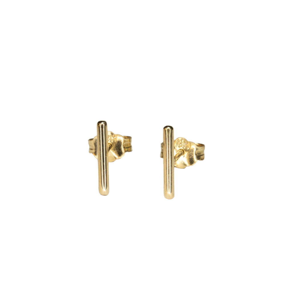 Custom 14k gold bar earrings clasp back