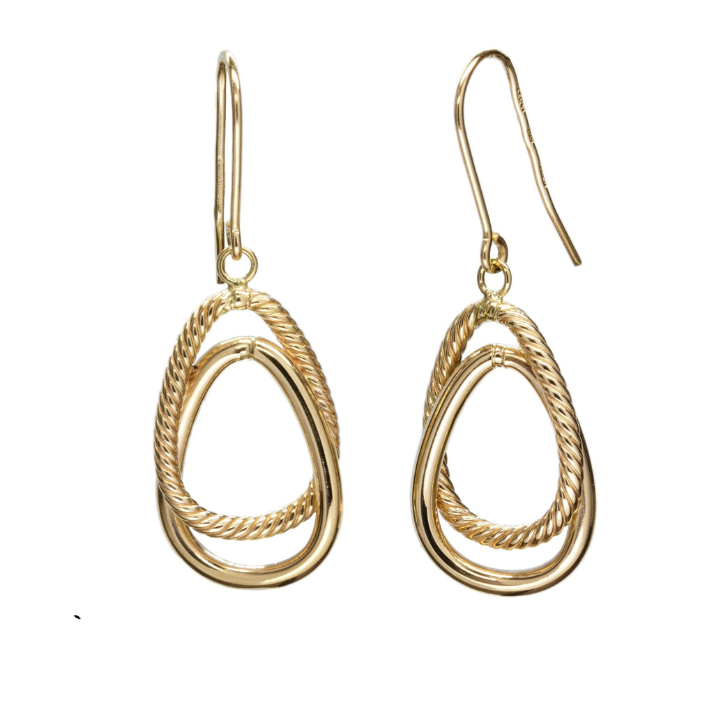14k yellow gold interlocking dangle earrings