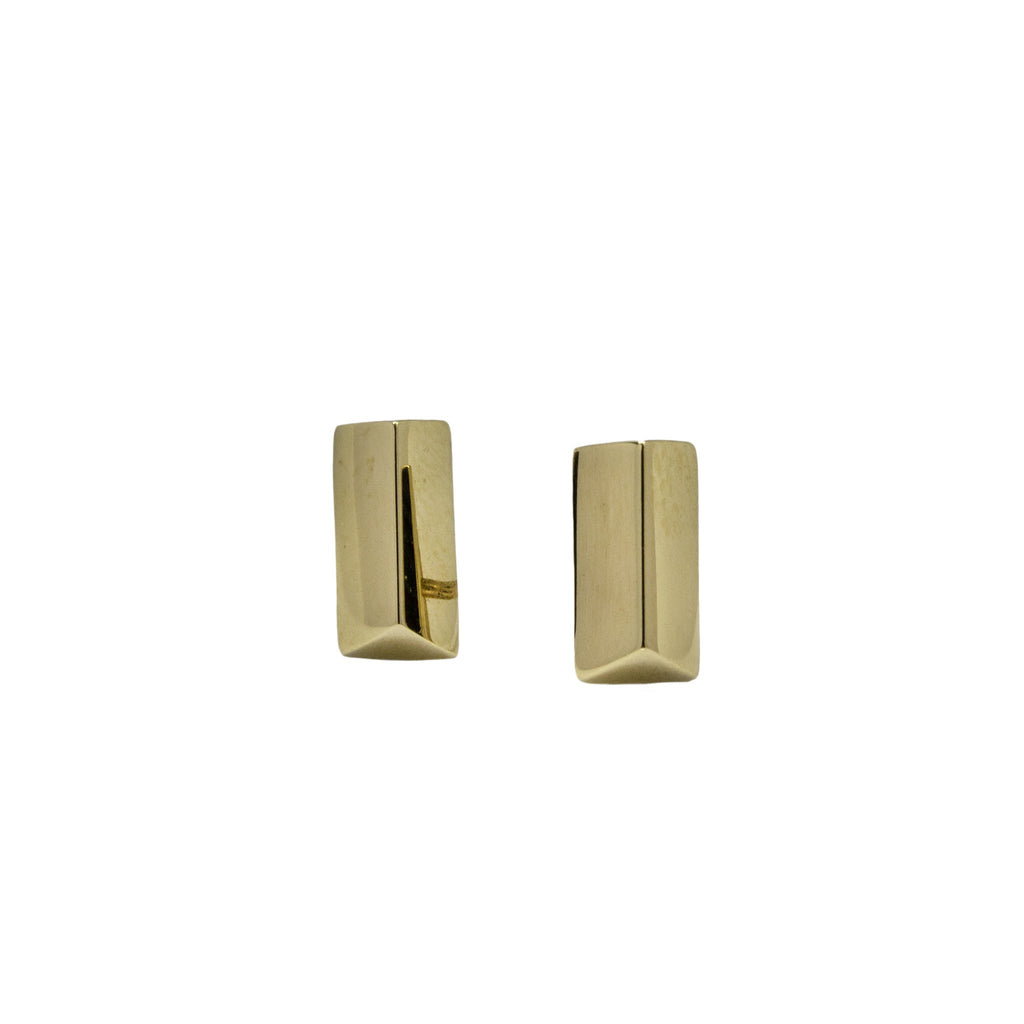14k yellow gold polished bar earrings